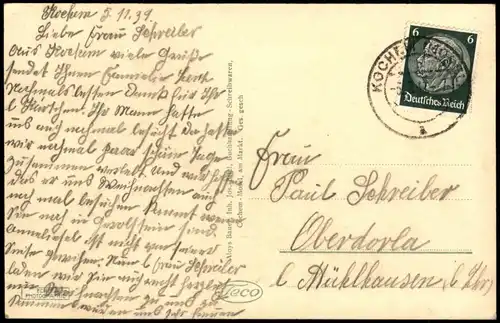 Ansichtskarte Cochem Kochem Blick auf die Stadt 1937