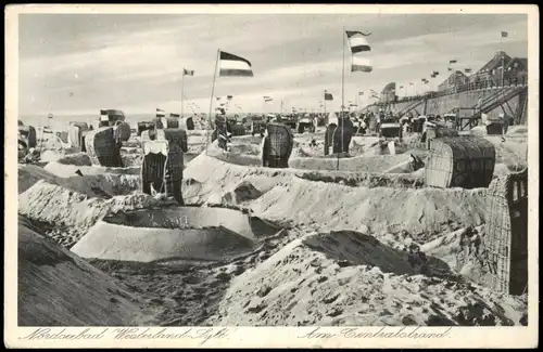 Ansichtskarte Westerland-Sylt Centralstrand, Strandleben 1935