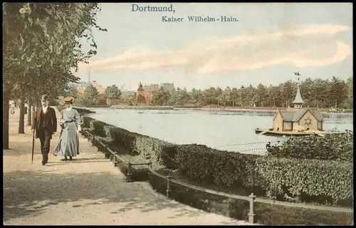 Ansichtskarte Dortmund Kaiser Wilhelm Hain Taubenhaus 1906  gel. Feldpost Kley