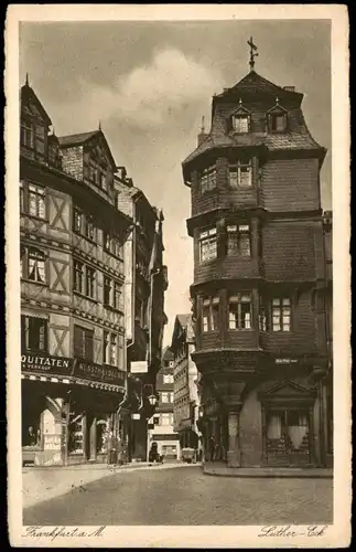 Ansichtskarte Frankfurt am Main Luther-Eck, Antiquitäten-Geschäft 1932