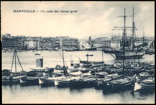 CPA Marseille Un coin du vieux port, Hafen, Segelschiff 1910
