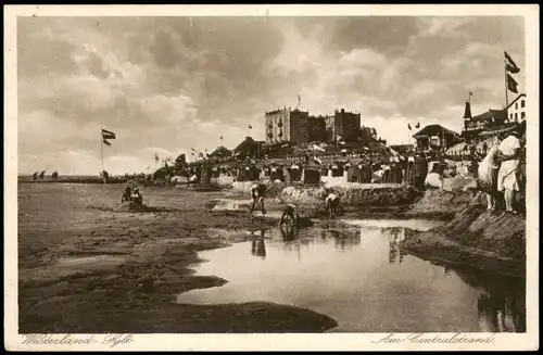 Ansichtskarte Westerland-Sylt Strandburgen bau, Hotel 1932