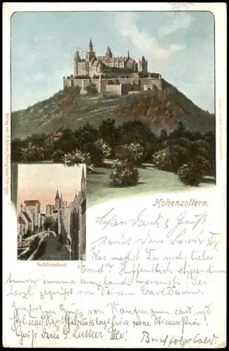 Ansichtskarte Hechingen Burg Hohenzollern, Schloßhof - 2 Bild 1900