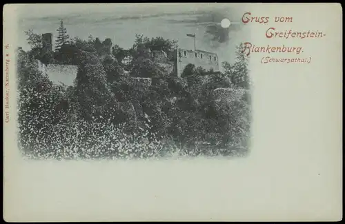 Ansichtskarte Bad Blankenburg Burgruine Greifenstein, Mondscheinlitho 1905