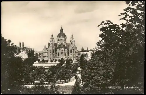 Ansichtskarte München Blick auf die Lukaskirche, Fotokarte 1926
