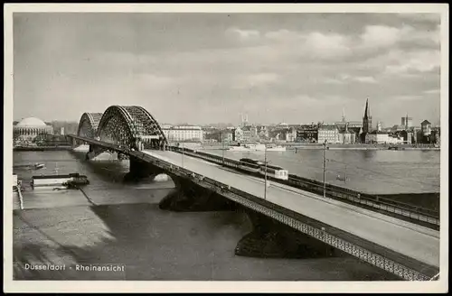 Ansichtskarte Düsseldorf Rheinansicht, Brücke - Planetarium 1937