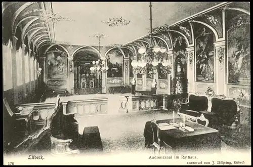 Ansichtskarte Lübeck Audienzsaal im Rathaus. 1912