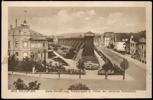 Bad Salzuflen Bade-Verwaltung, Gradierwerk u. Villen vorderen Parkstraße. 1924
