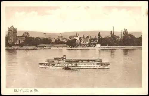 Ansichtskarte Eltville am Rhein Dampfer, Stadtpartie 1928