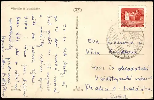 Postcard .Ungarn Vitorlás a Balatonon Balaton Segelboot 1961