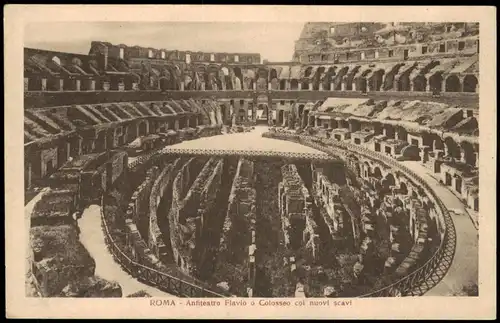 Cartoline Rom Roma Anfiteatro Flavio o Colosseo coi nuovi scavi 1910