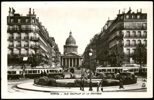 CPA Paris RUE SOUFFLOT ET LE PANTHEON, Straßenbahn 1940