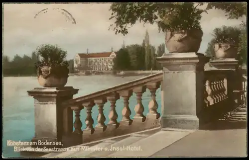 Konstanz Blick von der Seestrasse auf Münster u. Jnsel-Hotel. 1925