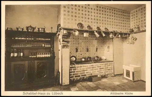 Ansichtskarte Lübeck Schabbel-Haus Altlübsche Küche 1928
