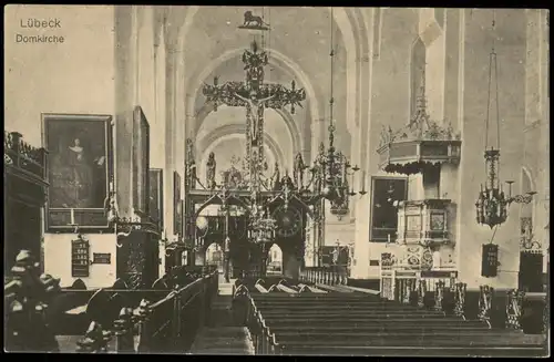 Ansichtskarte Lübeck Domkirche Innen 1918