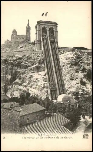 CPA Marseille Ascenseur de Notre-Dame de la Garde 1910