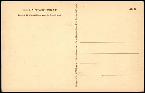 Île Saint-Honorat Entrée du monastère, vue de l'extérieur 1920