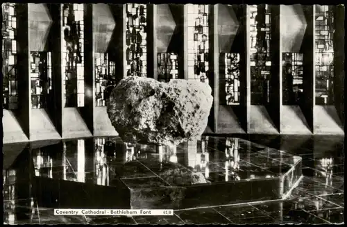 Postcard Coventry Coventry Cathedral Bethlehem Font 1960