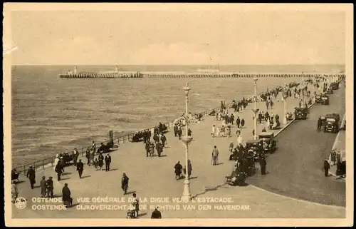 Ostende Oostende VUE GÉNÉRALE DE LA DIGUE VERS L'ESTACADE 1920