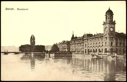 Ansichtskarte Zürich Partie an der Post Hauptpost 1920