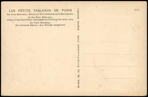 CPA Paris Parc Monceau Colonnes Corinthiennes de la Naumachie 1920