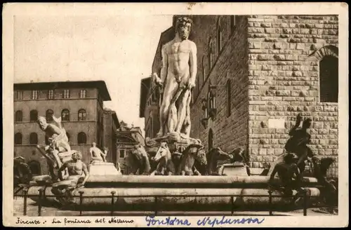 Cartoline Florenz Firenze La fontana del Nettuno 1920