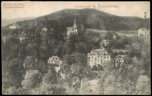 Ansichtskarte Baden-Baden Stourdza-Kapelle Sanatorium Dr. Schambacher, 1908