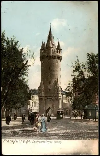 Ansichtskarte Frankfurt am Main Eschenheimer Tor, feine Herrschaften 1907