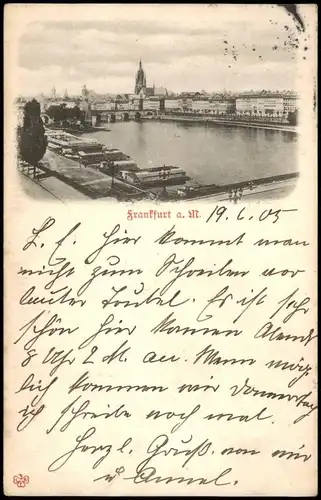 Ansichtskarte Frankfurt Main Flußbadeanstalt 1905  gel Ankunftsstempel Radebeul