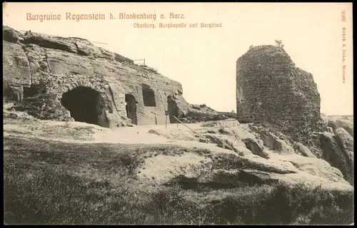 Blankenburg (Harz) Oberburg, Burgkapelle und Bergfried, Burg Regenstein 1909