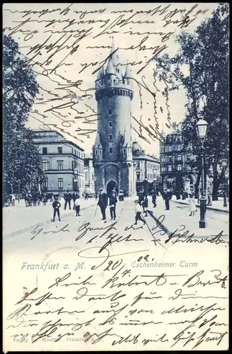 Ansichtskarte Frankfurt am Main Eschenheimer Tor, Blaudruck 1902