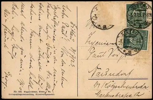 Ansichtskarte Zittau Marktplatz, Roland - Straßenbahn 1923