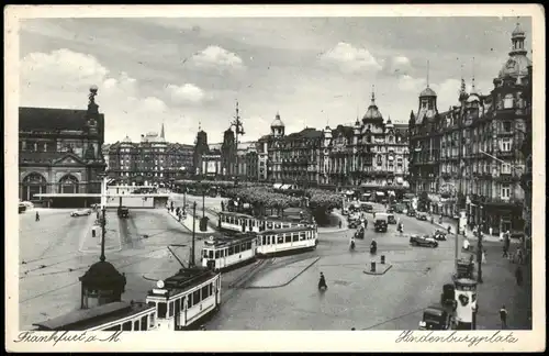 Ansichtskarte Frankfurt am Main Hindenburgplatz, Straßenbahn 1928