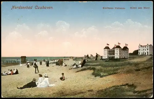 Ansichtskarte Duhnen-Cuxhaven Strandleben und Kurhaus Duhnen 1914