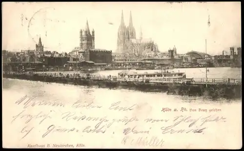 Deutz-Köln Düx Stadt, Dom, Behelfsbrücke -Dampfer Bahnhof 1898