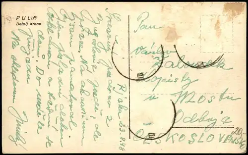 Postcard Pula Pola DETTAGLIO ARENA 1948