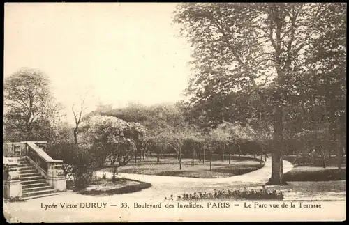 Paris Lycée Victor DURUY Boulevard des Invalides, Parc vue de la Terrasse 1910
