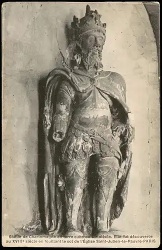 Paris Statue de Charlemagne Église Saint-Julien-le-Pauvre-PARIS 1910