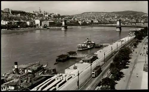 Postcard Budapest Panorama Donau-Partie, Látkép a Dunáról 1960