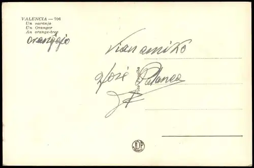 Postales Valencia València Un naranjo An orange-tree Orangen-Baum 1940