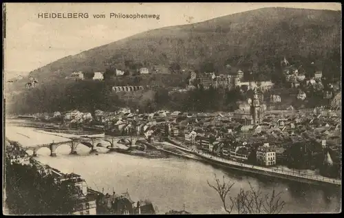 Ansichtskarte Heidelberg Stadt-Panorama vom Philosophenweg aus 1921