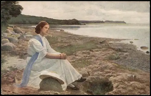 Ansichtskarte  Künstlerkarte Gemälde (Art) Fischer: Am Ufer des Meeres 1915