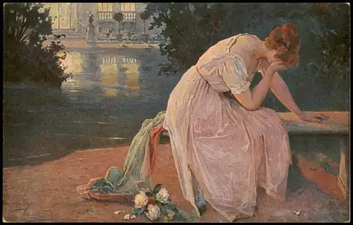 "Herzeleid" Künstlerkarte nach einem Original von Franz Guillery 1910