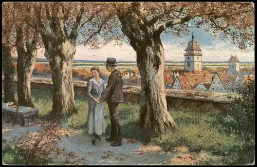 Künstlerkarte Gemälde (Art) F. Bergen Wenn die Schwalben heimwärts ziehn 1920