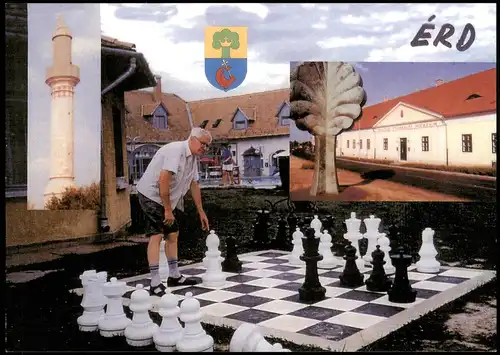 Ansichtskarte  Schach Chess - Spiel Groß-Schachspiel in ERD (Ungarn) 1990