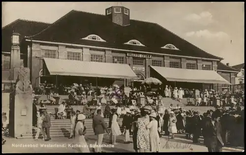 Ansichtskarte Westerland-Sylt Kurhaus, Treppe - belebt - Fotokarte 1928