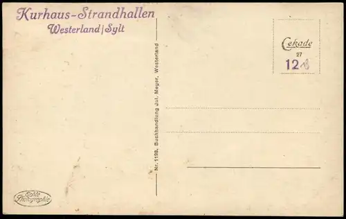 Ansichtskarte Westerland-Sylt Kurhaus, Treppe - belebt - Fotokarte 1928