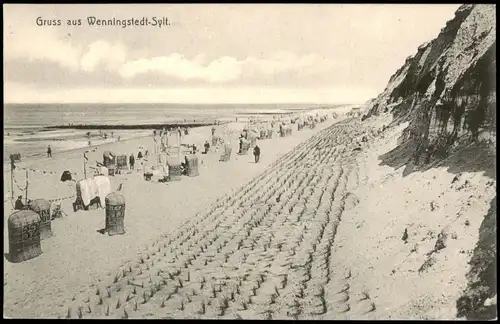 Ansichtskarte Wenningstedt-Braderup (Sylt) Strandleben - Körbe 1912