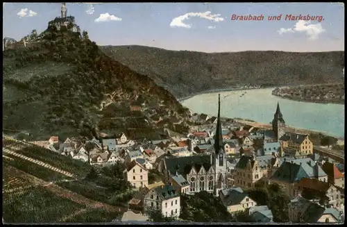 Ansichtskarte Braubach Braubach und Marksburg. 1914