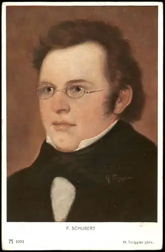 Künstlerkarte (Art) Künstler H. Torggler "Komponist F. Schubert" 1920